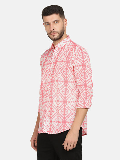 ETHNIC GEO TIE & DYE PRINT SHIRT