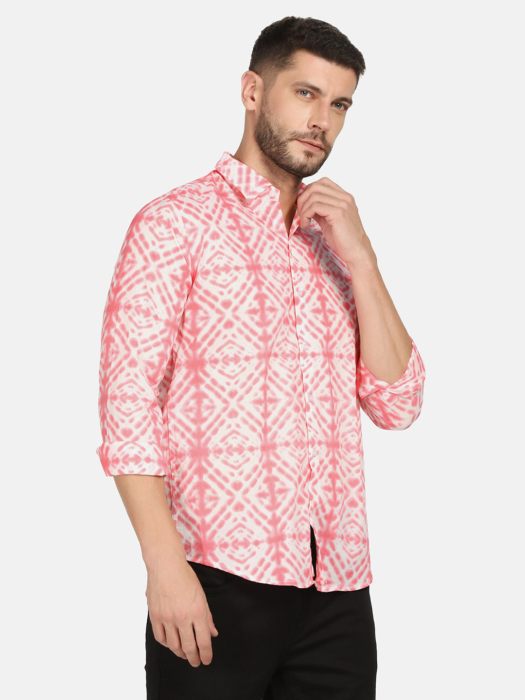 ETHNIC GEO TIE & DYE PRINT SHIRT