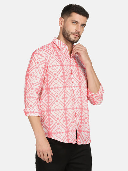 ETHNIC GEO TIE & DYE PRINT SHIRT