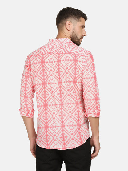 ETHNIC GEO TIE & DYE PRINT SHIRT