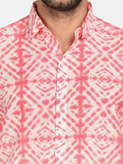 ETHNIC GEO TIE & DYE PRINT SHIRT