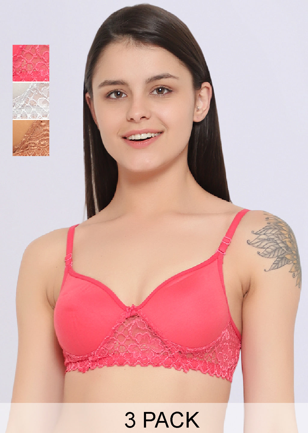 Pack Of 3 Colors Honey Moon Padded Bra