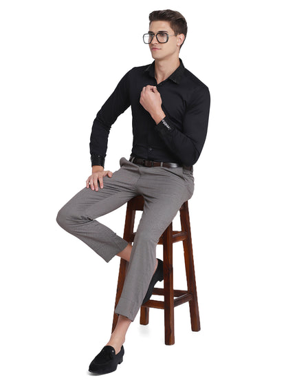 Black Slim Fit Cotton Blend Formal Shirt