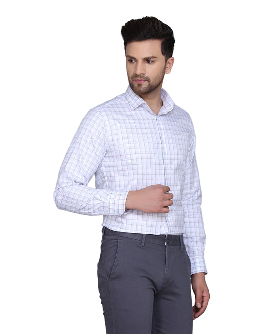 Men's Herringbone Check Shirt with textured check pattern