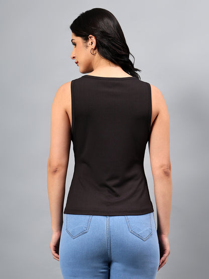Midnight Lace Ribbed Tank Top
