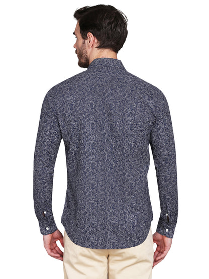 Blue Ditsy Printed Cotton Poplin Shirt