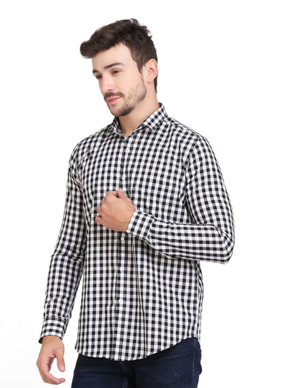 Black & White Mini Checkered Cotton Shirt