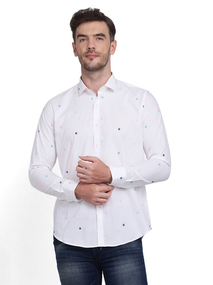 White with embroidered shirt Casual/Party Shirt