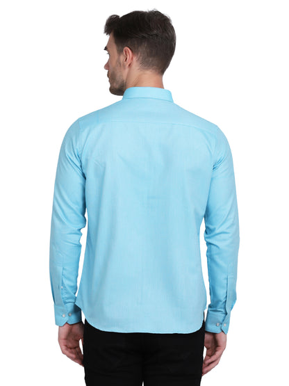 Cotton Oxford Formal Aqua Shirt