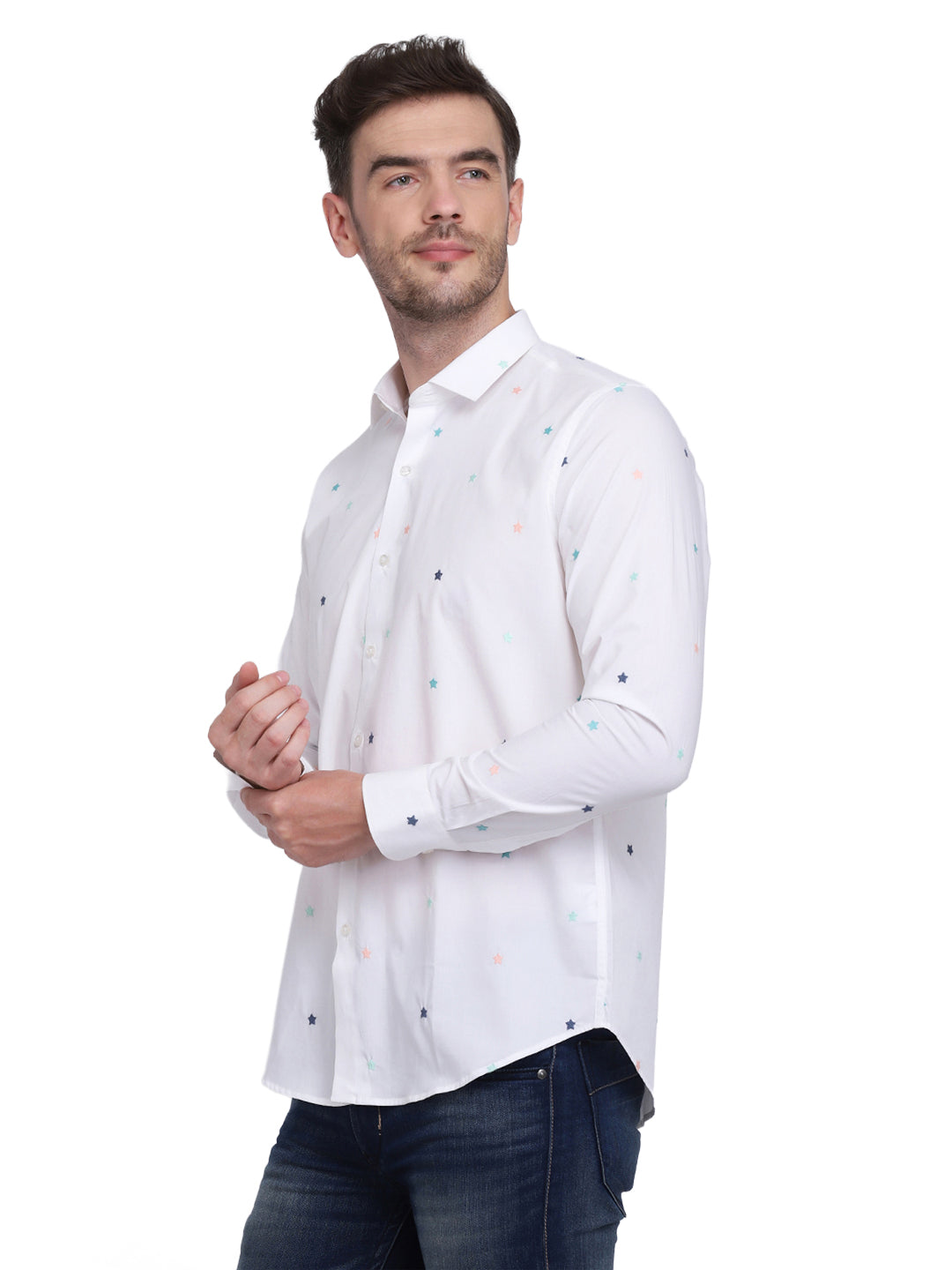 White with embroidered shirt Casual/Party Shirt