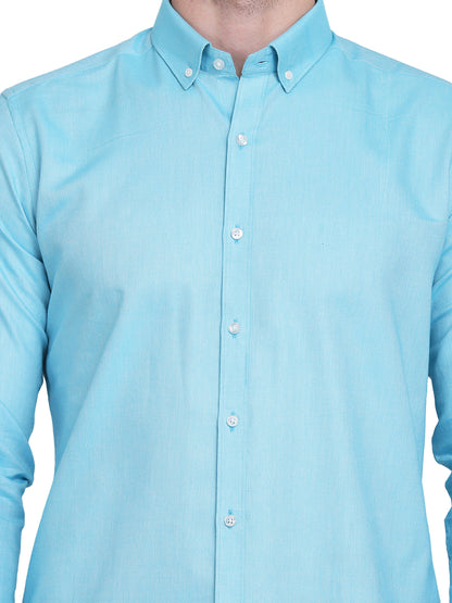 Cotton Oxford Formal Aqua Shirt