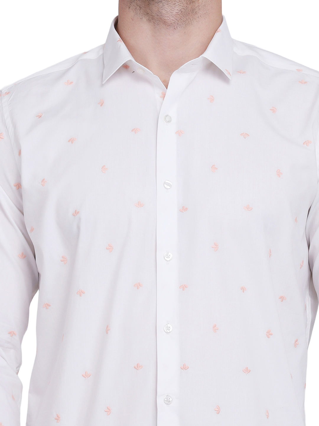 White with floral embroidered shirt Casual/Party Shirt