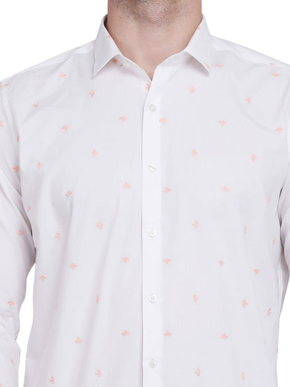 White with floral embroidered shirt Casual/Party Shirt