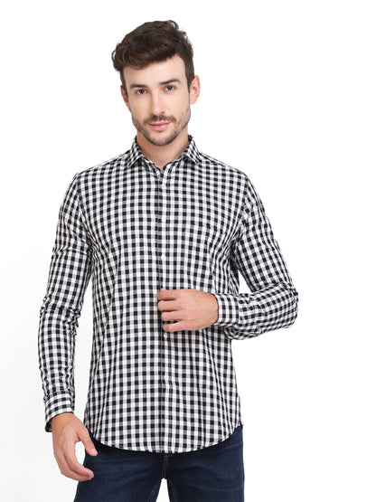 Black & White Mini Checkered Cotton Shirt