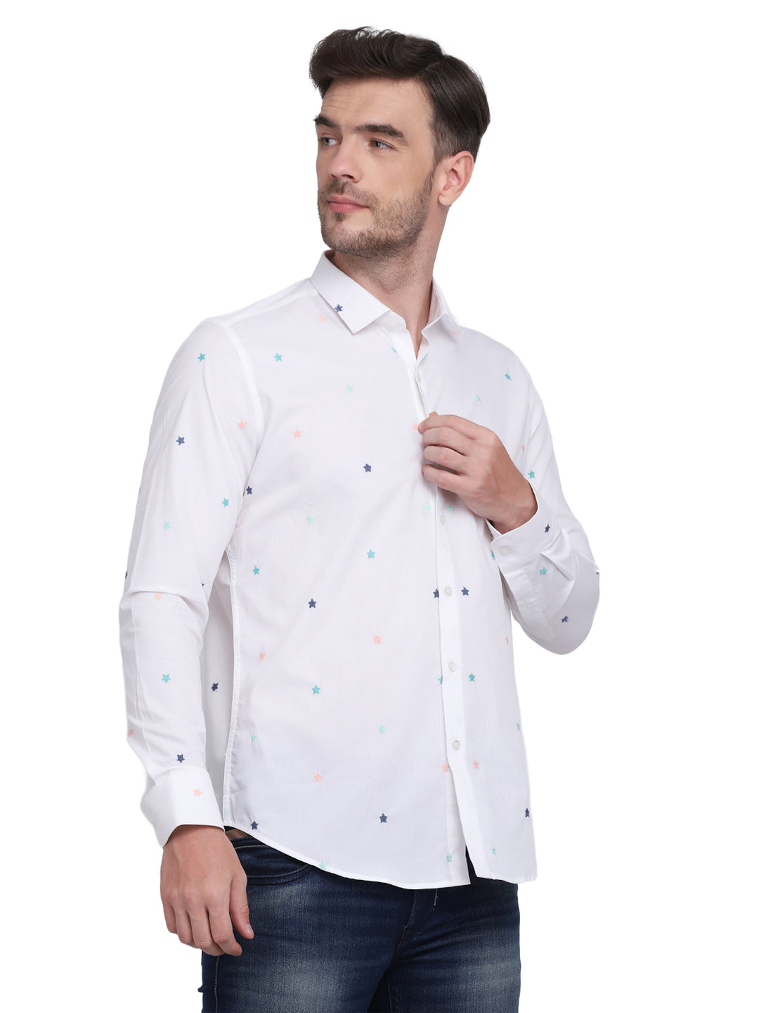 White with embroidered shirt Casual/Party Shirt