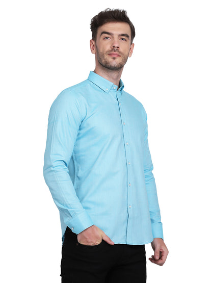 Cotton Oxford Formal Aqua Shirt