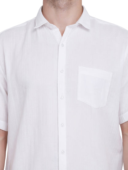 Double Cloth Crinkled Cotton men's Half Sleeves shirt
