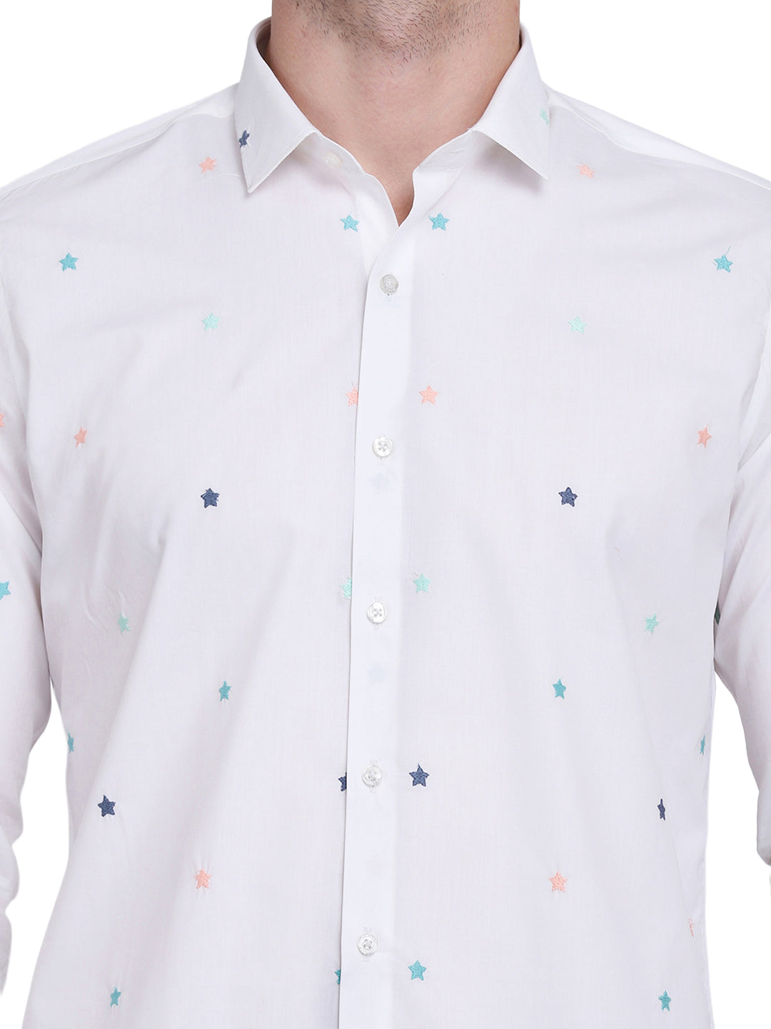 White with embroidered shirt Casual/Party Shirt