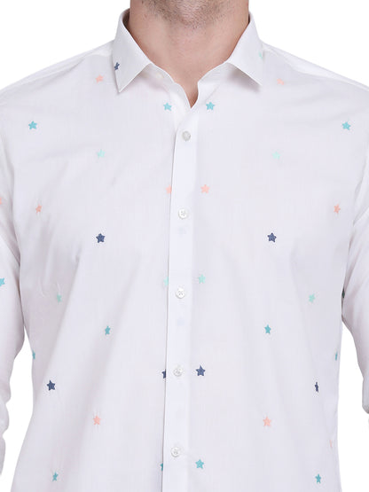 White with embroidered shirt Casual/Party Shirt