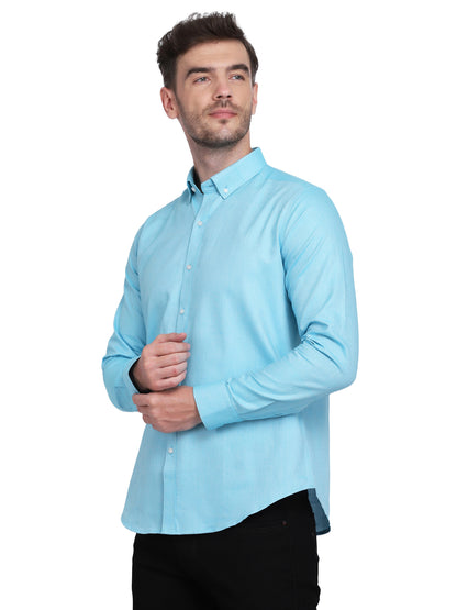 Cotton Oxford Formal Aqua Shirt