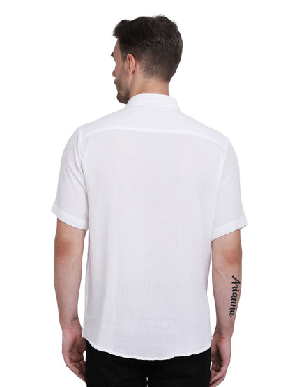 Double Cloth Crinkled Cotton men's Half Sleeves shirt