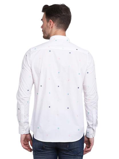 White with embroidered shirt Casual/Party Shirt
