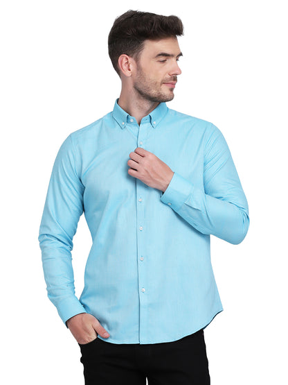 Cotton Oxford Formal Aqua Shirt