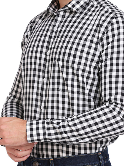 Black & White Mini Checkered Cotton Shirt