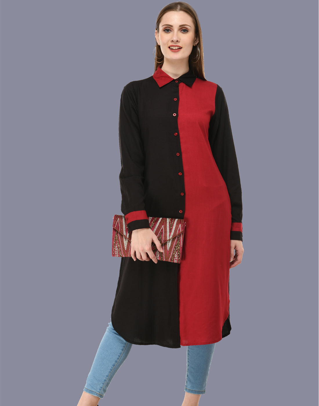 Black & Maroon Kurti