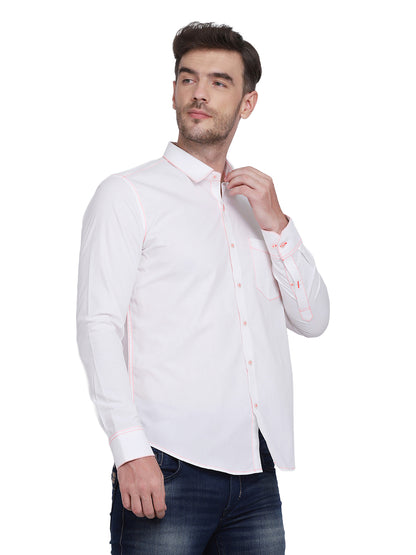 Neon Pink Contrast Stitching Detailed Men's Shirt