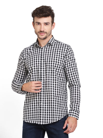Black & White Mini Checkered Cotton Shirt