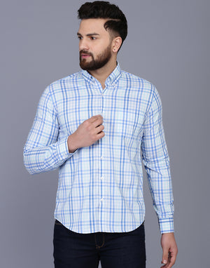 Sky Blue Cotton checkered shirt