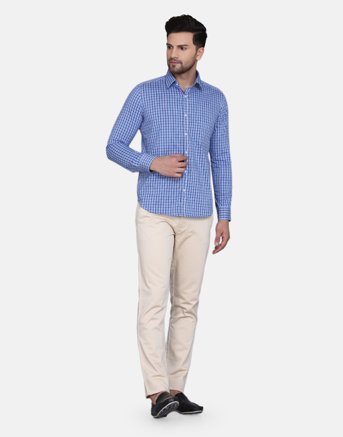 Blue Micro Checkered Shirt