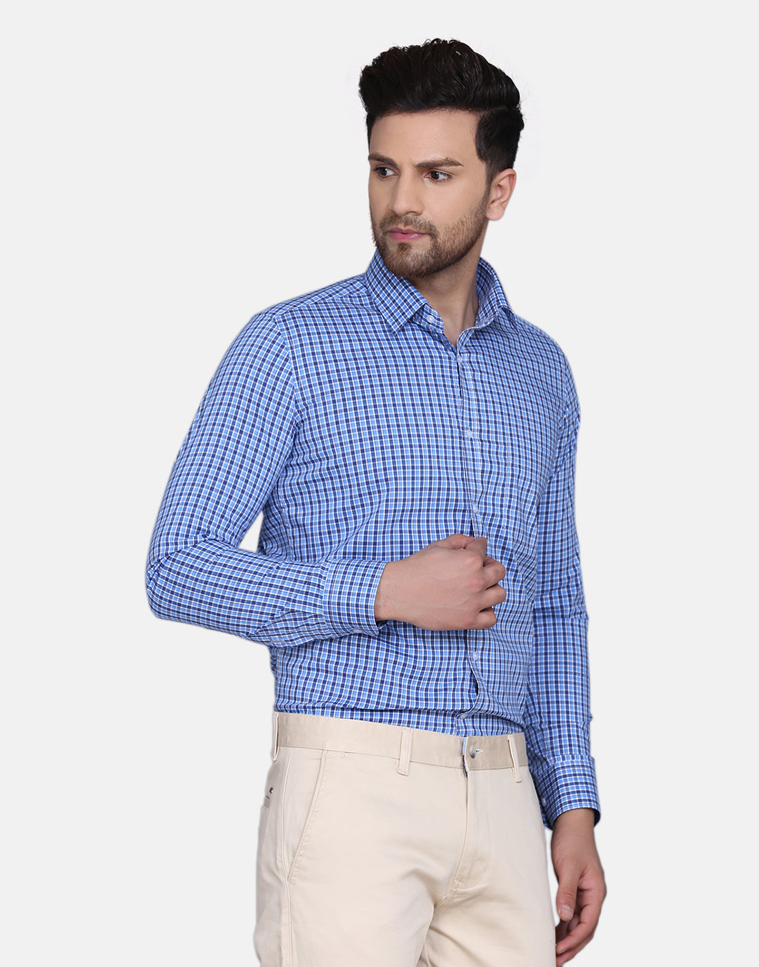 Blue Micro Checkered Shirt