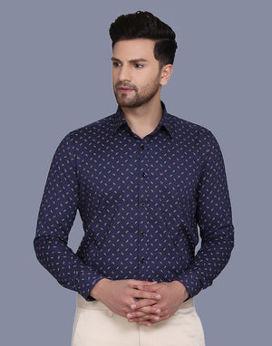 Cotton satin leaf ditsy printed shirt