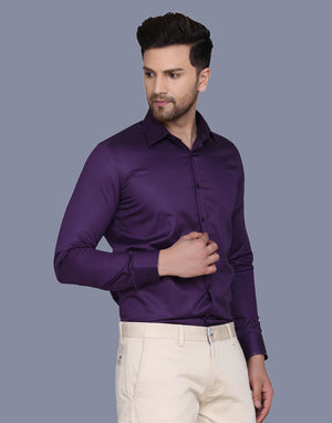 Purple Cotton Satin Men's Shirt