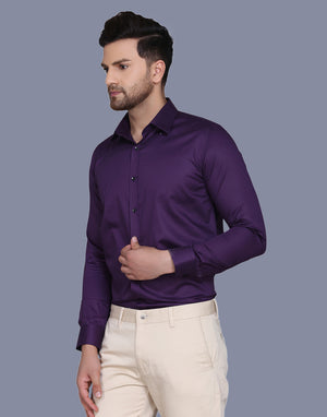 Purple Cotton Satin Men's Shirt