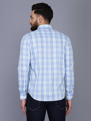 Sky Blue Cotton checkered shirt