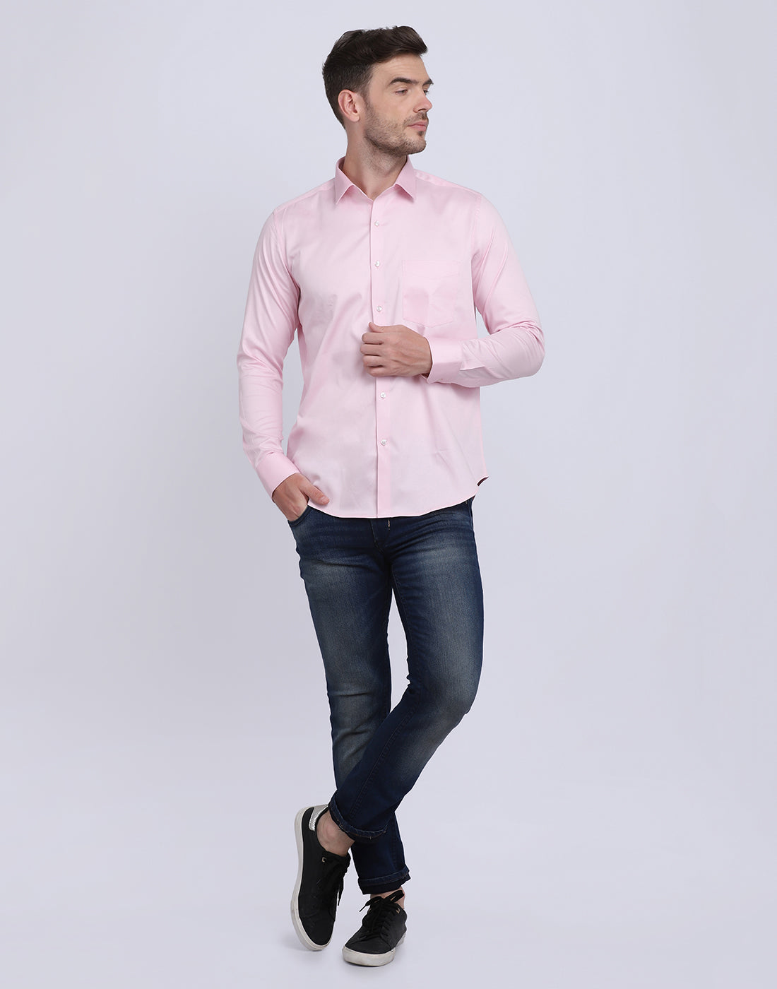 Soft Pink Cotton Satin Men's Shirt