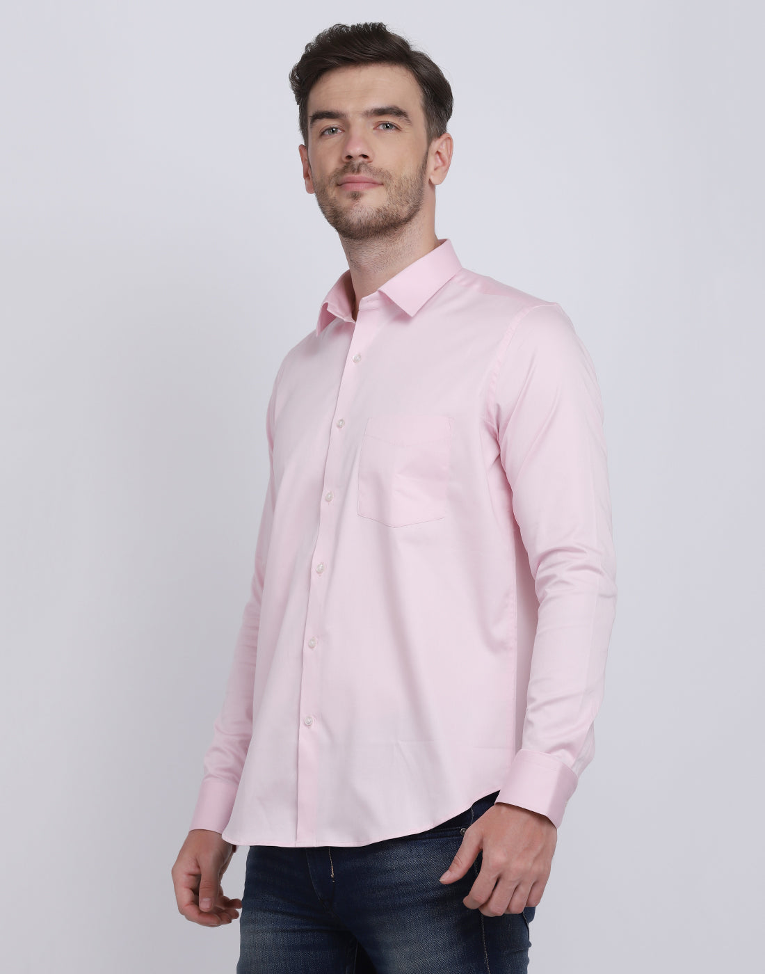 Soft Pink Cotton Satin Men's Shirt