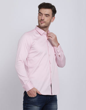 Soft Pink Cotton Satin Men's Shirt