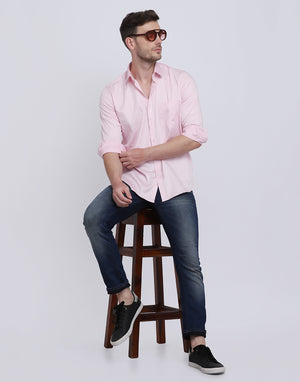 Soft Pink Cotton Satin Men's Shirt