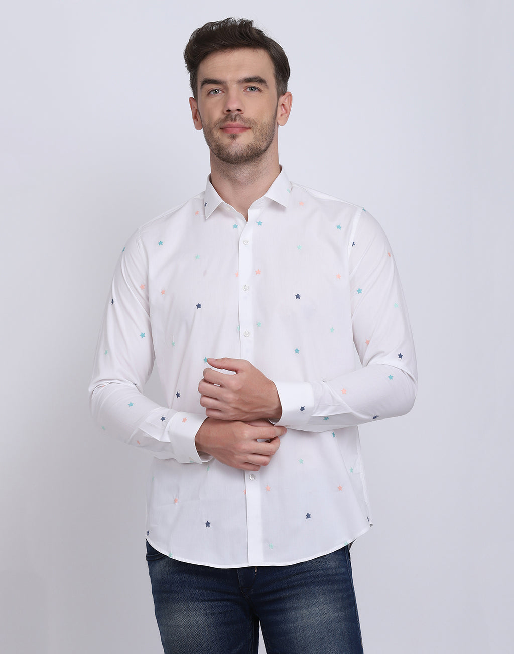 White with embroidered shirt Casual/Party Shirt