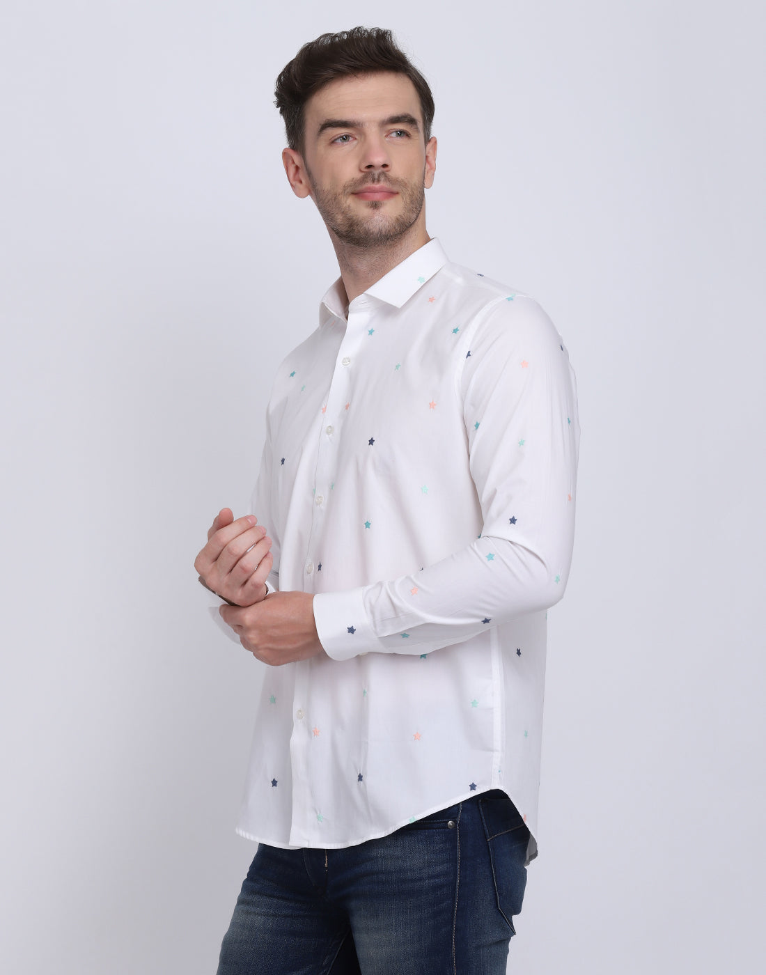 White with embroidered shirt Casual/Party Shirt