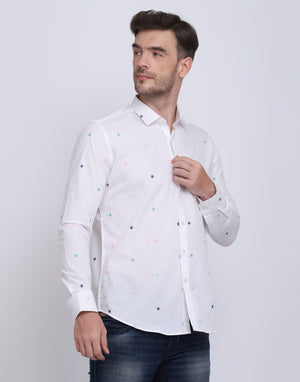 White with embroidered shirt Casual/Party Shirt