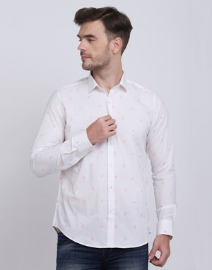 White with floral embroidered shirt Casual/Party Shirt