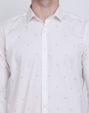 White with floral embroidered shirt Casual/Party Shirt