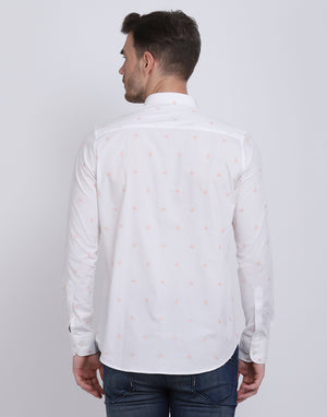 White with floral embroidered shirt Casual/Party Shirt