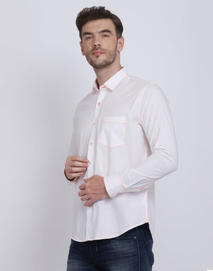 Neon Pink Contrast Stitching detailed men's shirt