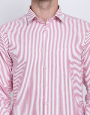 Cotton oxford Casual pink & white striped Shirt